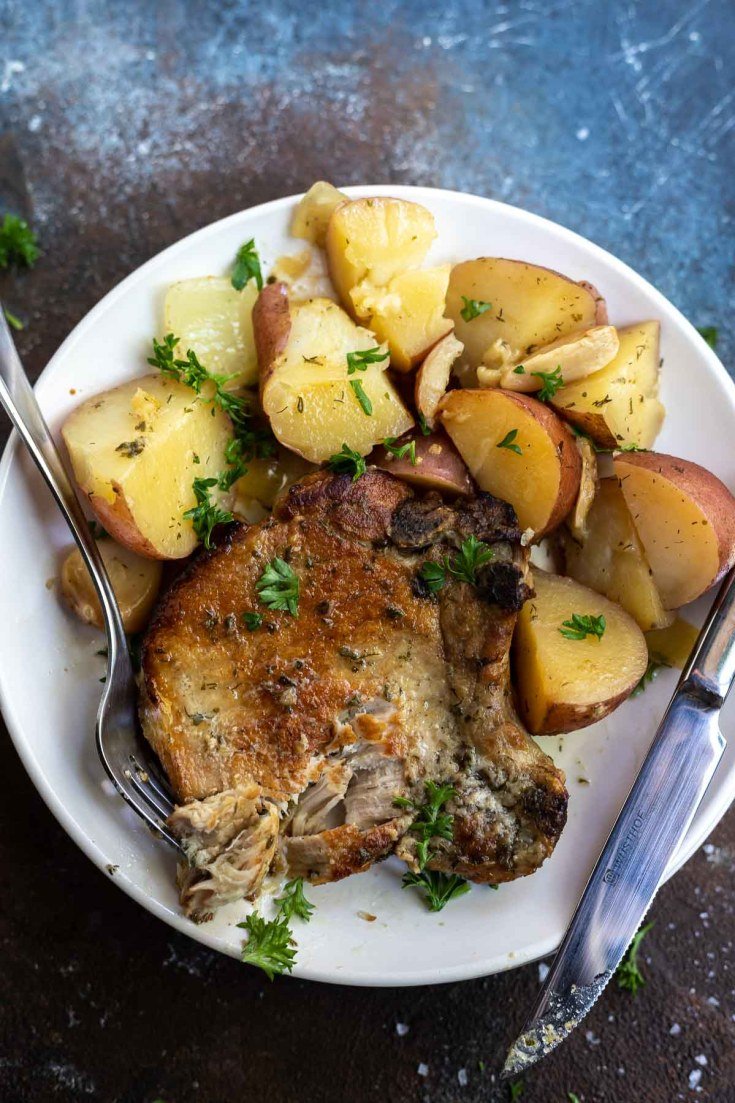 Crockpot Ranch Pork Chops and Potatoes